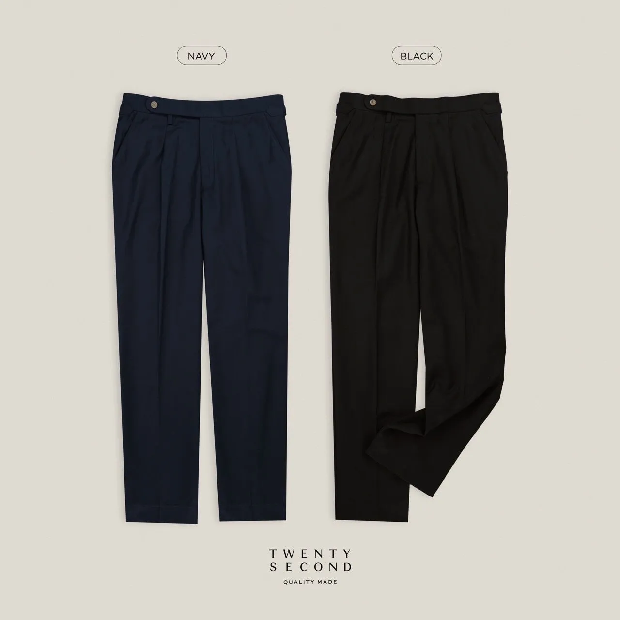 PLEATED WOOL BLEND TROUSERS - SQUARE GREY