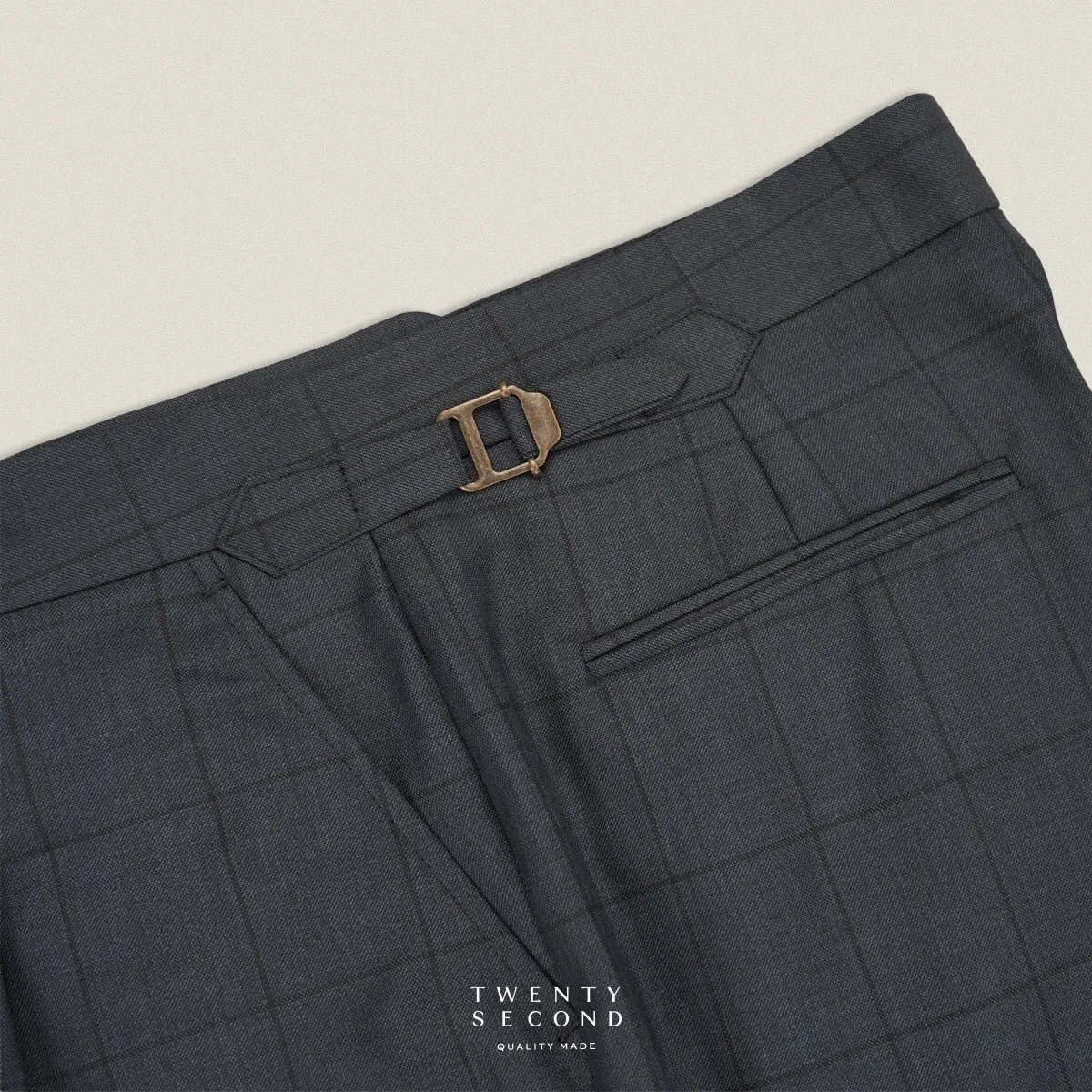 PLEATED WOOL BLEND TROUSERS - SQUARE GREY
