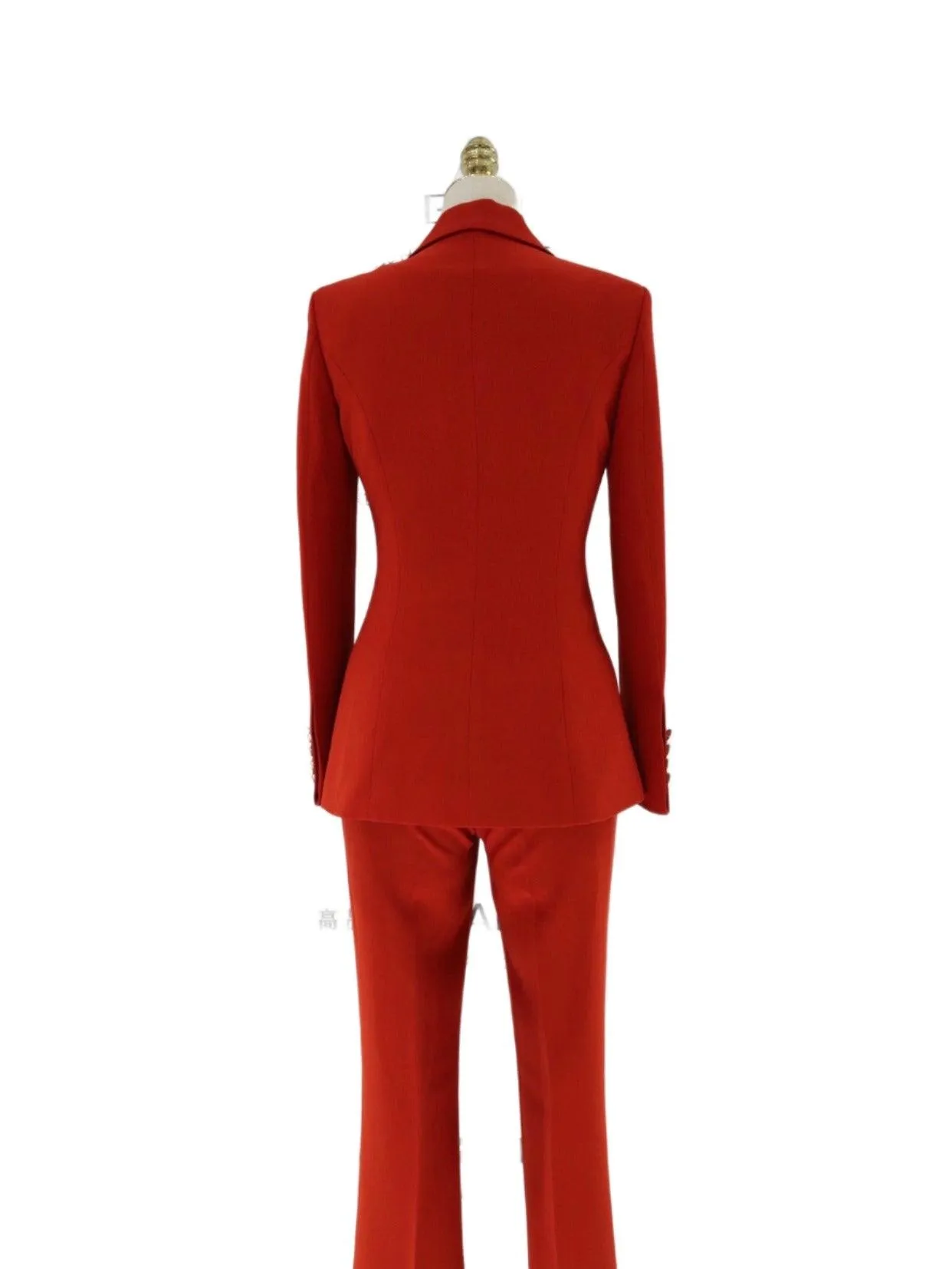 Red Three-piece Trouser Suit  - Slim Fit Women Suit