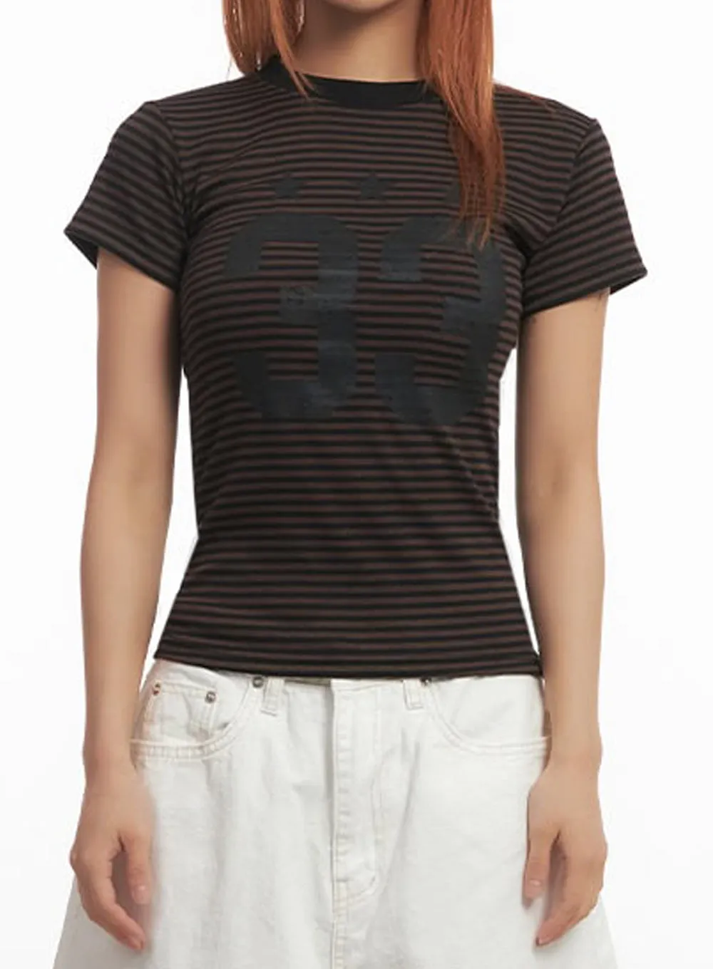 Striped Slim-Fit Graphic Top IA515