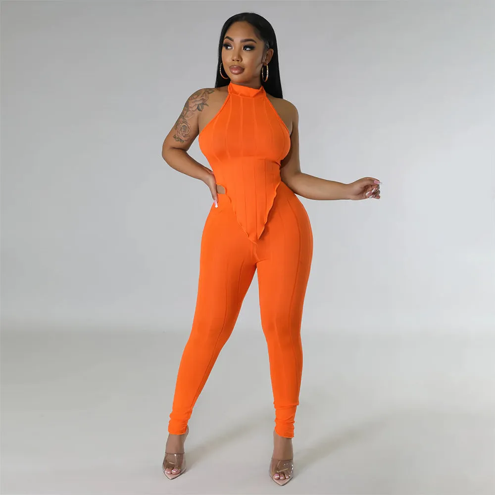 Summer Halter Top Slim Fit Trousers Casual Two Piece Suit Women