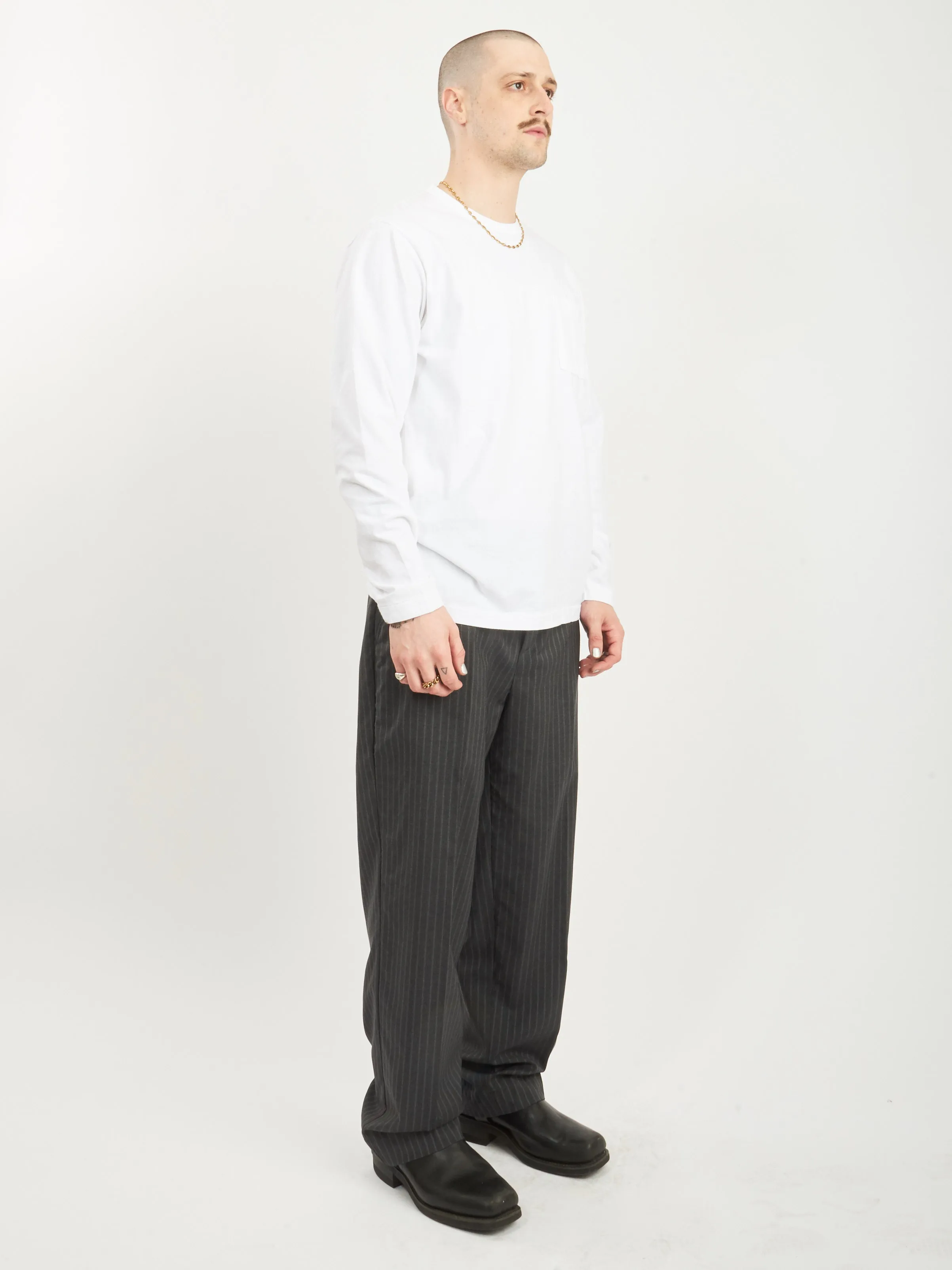 White L/S Pocket Tee