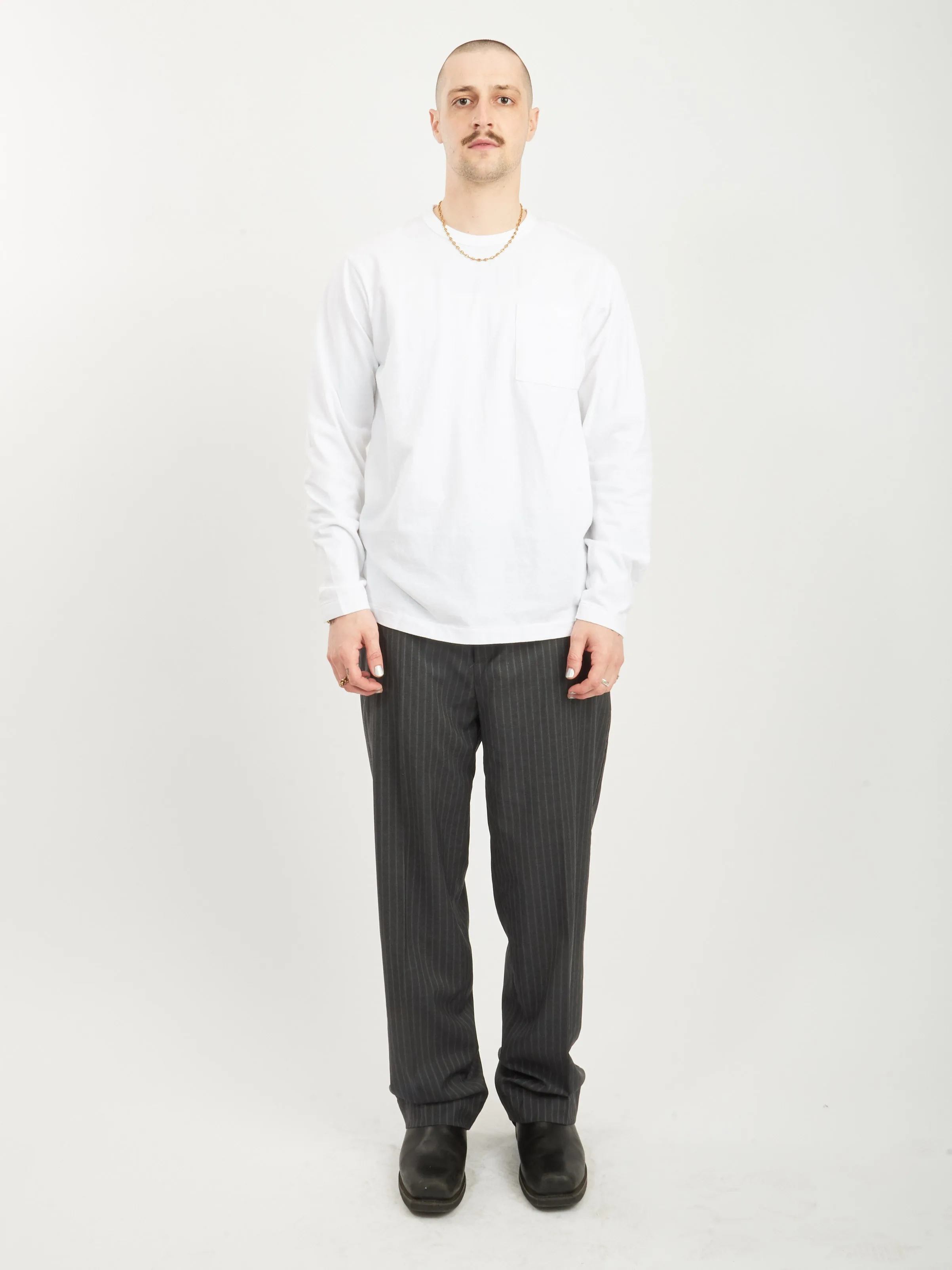 White L/S Pocket Tee